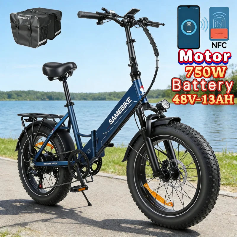 20 Inch Fat Tire Folding Electric Bike, 48V Battery
