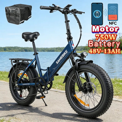 20 Inch Fat Tire Folding Electric Bike, 48V Battery