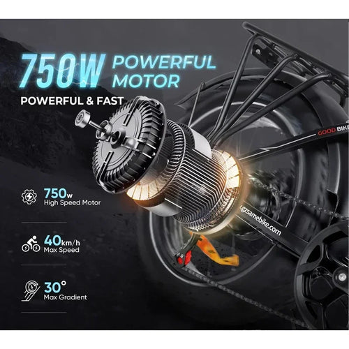 20 Inch Fat Tire Folding Electric Bike, 48V Battery