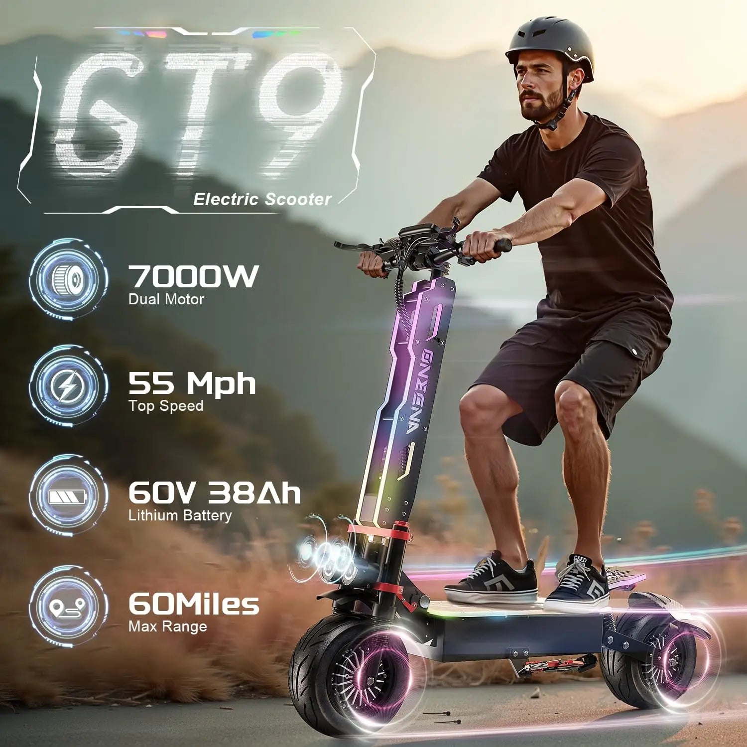 7000W Color Adult Dual Motor Electric Scooter 55 MPH Long-Range